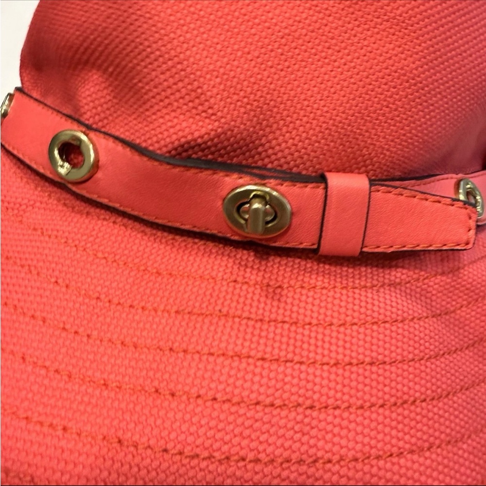Coach | Red Bucket Hat with Gold Eyelet Band | Cotton / Leather Trim NWT 🏷️ XS/S - Picture 12 of 16